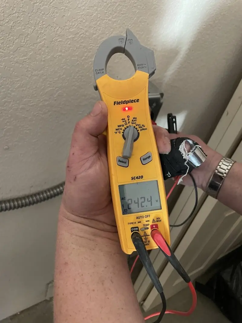 Voltage testing with clamp meter during Hot Tub / Pool Electrical Wiring in Uhrichsville